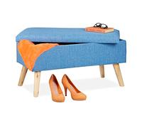 Relaxdays Panca con Contenitore, Panchetta Imbottita Moderna, Gambe in Legno, in Stoffa HLP 39 x 77 x 39 cm, Rosso Scuro, Poliestere