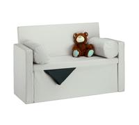 Relaxdays 10022872_550 Panca con Schienale Reclinabile, Cuscini, Pouf Contenitore per Ingresso, Corridoio, 75x115x47cm, Crema