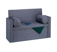 Relaxdays 10022872_709 Panca con Schienale Reclinabile, Cuscini, Pouf Contenitore per Ingresso, Corridoio, 75x115x47cm, Grigio