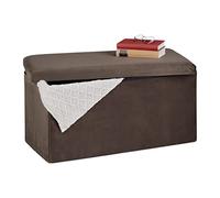 Relaxdays Panca Contenitore, Seduta Imbottita, 80 Litri, Pouf Cassapanca per Corridoio e Salotto, 38x77x39 cm, Marrone, Velluto