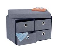 Relaxdays Panca Contenitore con 4 Cassetti, Pieghevole, Ingresso o Camera Letto, HLP: 39x60x38 cm, Porta Giochi, Grigio, Poliestere, 1 pz