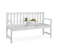 Relaxdays Panca da Giardino con Tavolino Pieghevole, 2-3 Posti, Panchina da Balcone, HxLxP: 90 x 152 x 56 cm, Bianco