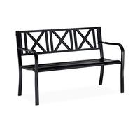 relaxdays Panca da Giardino in Metallo, 2 Posti, Resistente, Panchina da Balcone HxLxP 81 x 127 x 56 cm, Nero