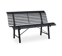 Relaxdays Panca da Giardino, per 2 Persone, Panchina da Esterno, in Acciaio Robusto, HxLxP: 79 x 130 x 75 cm, Antracite