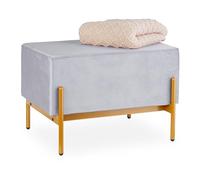 Relaxdays Panca da Ingresso con Seduta Imbottita in Velluto, HLP: 40 x 60 x 43 cm, Entrata, Camera da Letto, Grigio Oro, Fibra di Legno