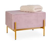Relaxdays Panca da Ingresso con Seduta Imbottita in Velluto, HLP: 40 x 60 x 43 cm, Entrata, Camera da Letto, Rosa Oro, Fibra di Legno