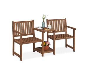 Relaxdays Panca esterno con tavolino marrone scuro