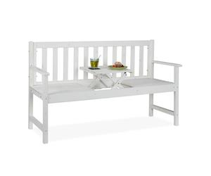 Relaxdays Panca giardino con tavolo in bianco