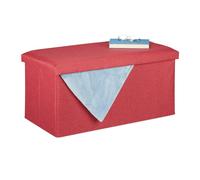 Relaxdays Panca con Contenitore, Effetto finta pelle, Imbottita, Corridoio, Camera da Letto, HLP 38x76,5x38,5 cm, Rosso, 1 pz