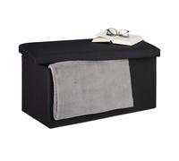 Relaxdays Panca con Contenitore, Effetto finta pelle, Imbottita, Corridoio, Camera da Letto, HLP 38x76,5x38,5 cm, Nero, 1 pz