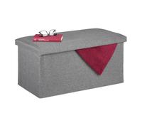 Relaxdays Panca con Contenitore, Effetto finta pelle, Imbottita, Corridoio, Camera da Letto, HLP 38x76,5x38,5 cm, Grigio, 1 pz