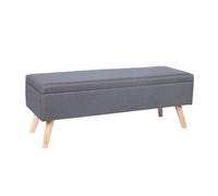 Panca Relaxdays in Lino, con Spazio Contenitivo, HxLxP: 40 x 110 x 40 cm, Gambe in Legno, Panca Imbottita Grigia