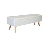 Panca Relaxdays in Lino, Contenitore, HxLxP: 40 x 110 x 40 cm, Gambe in Legno, Panca Imbottita, Bianco