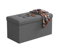 Panca Relaxdays, con Contenitore, Tessuto, Pieghevole, Imbottita, HLP 38 x 76 x 38 cm, Grigio Scuro