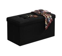 Panca Relaxdays, con Spazio Contenitivo, Tessuto, Pieghevole, Imbottita, H38 x L76 x P38 cm, Nero