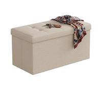 Panca Relaxdays, Spazio Contenitivo, Tessuto, Pieghevole, Imbottita, Ingresso, Camera, H x L x P 38 x 76 x 38 cm, Beige