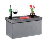 Relaxdays Panca in Velluto con Vano Portaoggetti, Coperchio con Vassoio, Pieghevole, Imbottitura, 42x76x38 cm, Grigio