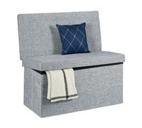 Relaxdays Panca Pieghevole con Schienale, Sgabello, con Coperchio e Contenitore, in Lino, HxLxP: 73x76x38cm Grigio