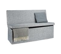Relaxdays Panca Pieghevole con Schienale, Coperchio, Contenitore, Imbottita, Lino, HxLxP: 73 x 114 x 38 cm, Grigio