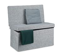 Relaxdays Panca Pieghevole con Schienale, Sgabello, con Coperchio e Contenitore, in Lino, HxLxP: 73x76x38cm Grigio