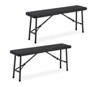 Relaxdays Panca Pieghevole da Giardino, Set da 2 Panchine Richiudibili Salvaspazio da Giardino, HLP: 42x100x25 cm, Nero