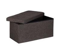 Relaxdays Pouf con Contenitore XL, Cassapanca con Coperchio, Panca Pieghevole, Sgabello Poggiapiedi, 36x76x38 cm,Marrone