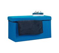 Relaxdays Pouf con Contenitore XL, Cassapanca con Coperchio, Panca Pieghevole, Sgabello Poggiapiedi, 36x76x38 cm, Blu