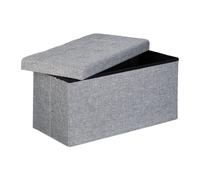 Relaxdays Pouf contenitore XL con coperchio panca pieghevole 36x76x38 cm Grigio
