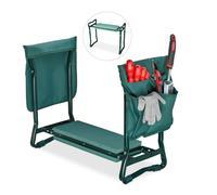 Relaxdays Panca da Giardino, Poggia Ginocchia, Cuscino Soffice, 2 Tasche, Giardinaggio, max.150 kg, 50x60x27,5, Verde