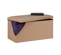 Relaxdays Panca con Contenitore, in finta pelle, Pieghevole, Imbottito, Corridoio, HxLxP 37,5 x 76,5 x 38,5 cm, Nero, pannelli MDF, gommapiuma, 1 pz