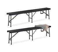 Relaxdays Panca, Set da 2x Panche, per Eventi in Terrazza & Giardino, Plastica, Sagra & Birreria, 43x179x24,5 cm, nero