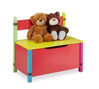Relaxdays Panchetta con Cassapanca, Salvaspazio, con Coperchio, Cameretta Bambini, HLP 54,5x60x35 cm, MDF, Multicolore, Fibra di Legno