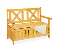 Relaxdays Panchina da Giardino, 2 Persone, Scomparto per Cuscini e Coperte, Legno d'Abete, HxLxP 85x115x60 cm, Naturale, 1 pz