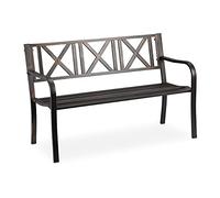 Relaxdays Panchina da Giardino, 2 Posti, da Esterno, Terrazzo, Balcone, Acciaio Robusto, 80,5 x 127 x 63 cm, Nero Bronzo