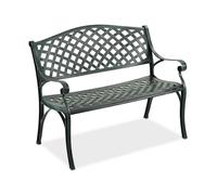 Relaxdays Panchina da Giardino, 2 posti, HxLxP: 82 x 102 x 60 cm, Alluminio, Antica, terrazza, Balcone, Nero/Verde