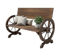 Relaxdays Panchina da Giardino con braccioli, Rustica 2 posti in Legno Marrone 80x114x58 cm