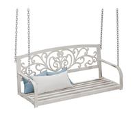 Relaxdays Dondolo Sospeso, Panca da Giardino da Appendere, Panchina Metallo, 2 Posti, HLP: 190x133x55 cm, Bianco Bronzo, Ghisa, Acciaio