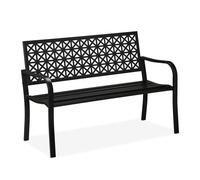 Relaxdays Panca da Giardino, Panchina a 2 Posti da Balcone Esterno, HLP: 85x127x62 cm, Design Geometrico, Acciaio, Nero