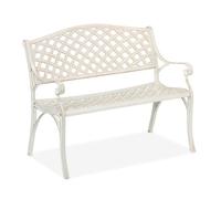 Relaxdays Panca da Giardino, Panchina a 2 Posti da Esterno, HLP: 83 x 103 x 64 cm, Design Vintage in Alluminio, Bianco