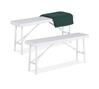 relaxdays Panchina Pieghevole, Set da 2 Panche da Birreria, Terrazza e Giardino, Plastica, HLP 42 x 100 x 25 cm, Bianco
