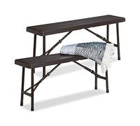 Relaxdays Panchina Pieghevole, Set da 2 Panche da Birreria Terrazza & Giardino, Effetto Legno, HLP 42x100x25 cm, Marrone
