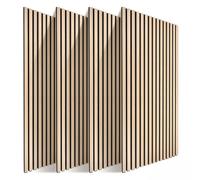 Relaxdays Pannelli acustici, Set da 4, 120 x 60 cm, Isolamento Acustico e Rivestimento murale, impiallacciatura di Quercia, Pannelli da Parete, Marrone Chiaro