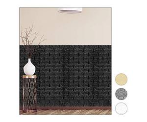 Relaxdays Pannelli da Parete Autoadesivi, 3D, Set da 10, Effetto Pietra, Decorativi, in PE-Gommapiuma, 78x70 cm, Nero