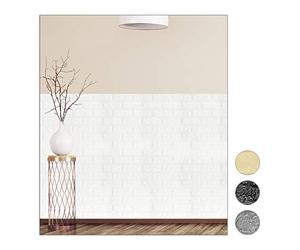 Relaxdays Pannelli da Parete Autoadesivi, 3D, Set da 5, Effetto Pietra, Decorativi, in PE-Gommapiuma, 78x70 cm, Bianco