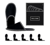 Relaxdays Pantofole da casa Nere, 6 Paia 'Welcome', con Borsa, 36-45