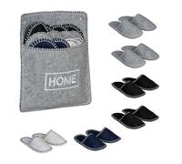 Relaxdays Pantofole per Ospiti, Set 6 Paia di Ciabatte Antiscivolo Casa, Taglia Unisex 36-45, Borsa, Feltro, Multicolore, 100%