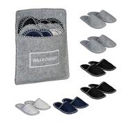 Relaxdays Pantofole per Ospiti, Set 6 Paia di Ciabatte Antiscivolo Casa, Taglia Unisex 36-45, Borsa, Feltro, Multicolore, 100%