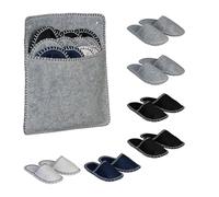 Relaxdays Pantofole per Ospiti, Set da 6 Paia di Ciabatte Taglia Unisex 36-45, Borsa, Feltro, Antiscivolo, Multicolore, 100%