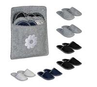 Relaxdays Pantofole per Ospiti, Set da 6 Paia di Ciabatte Taglia Unisex 36-45, Borsa, Feltro, Antiscivolo, Multicolore, 100%