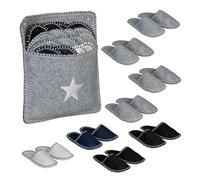Relaxdays Pantofole per Ospiti, Set da 8 Paia di Ciabatte Taglia Unisex 36-45, Borsa, Feltro, Antiscivolo, Multicolore, 100%, 8 Paar
